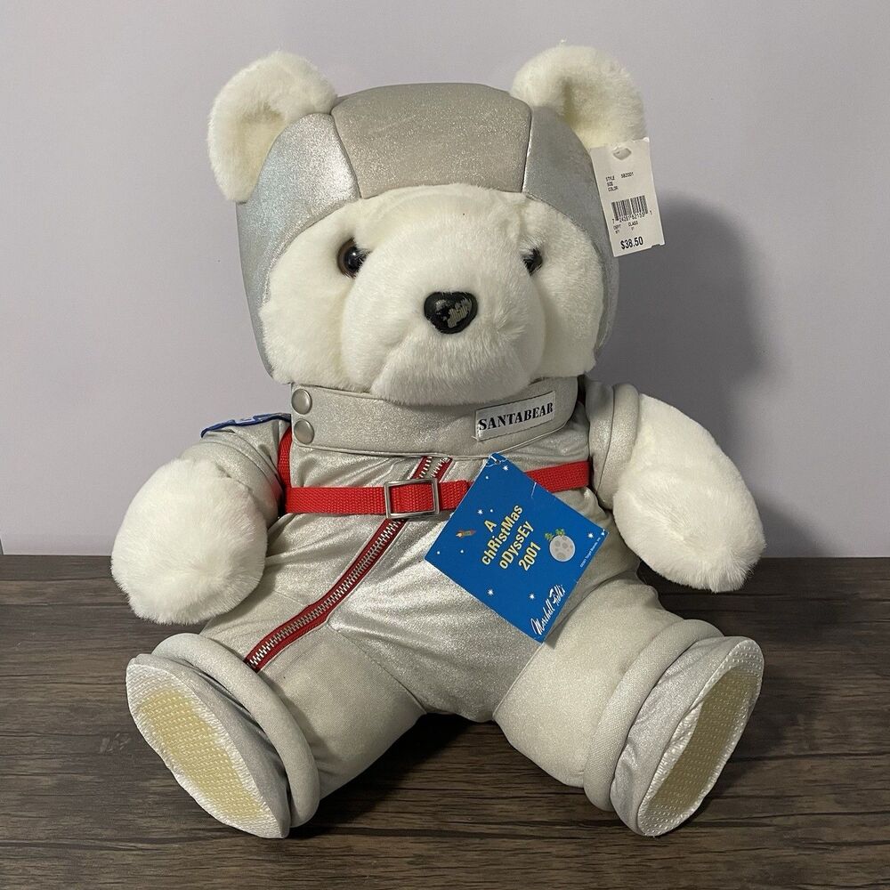 Marshall Fields Santa Bear A Christmas Odyssey 2001‎ Astronaut White Silver NWT